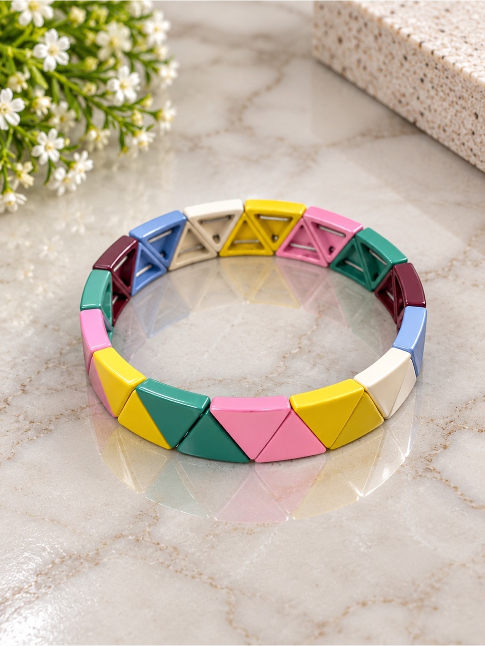 Colorblock Triangular Stretch Bracelet - Multicolor